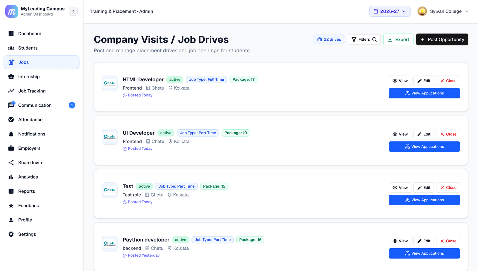 Campus Drive & Job Management